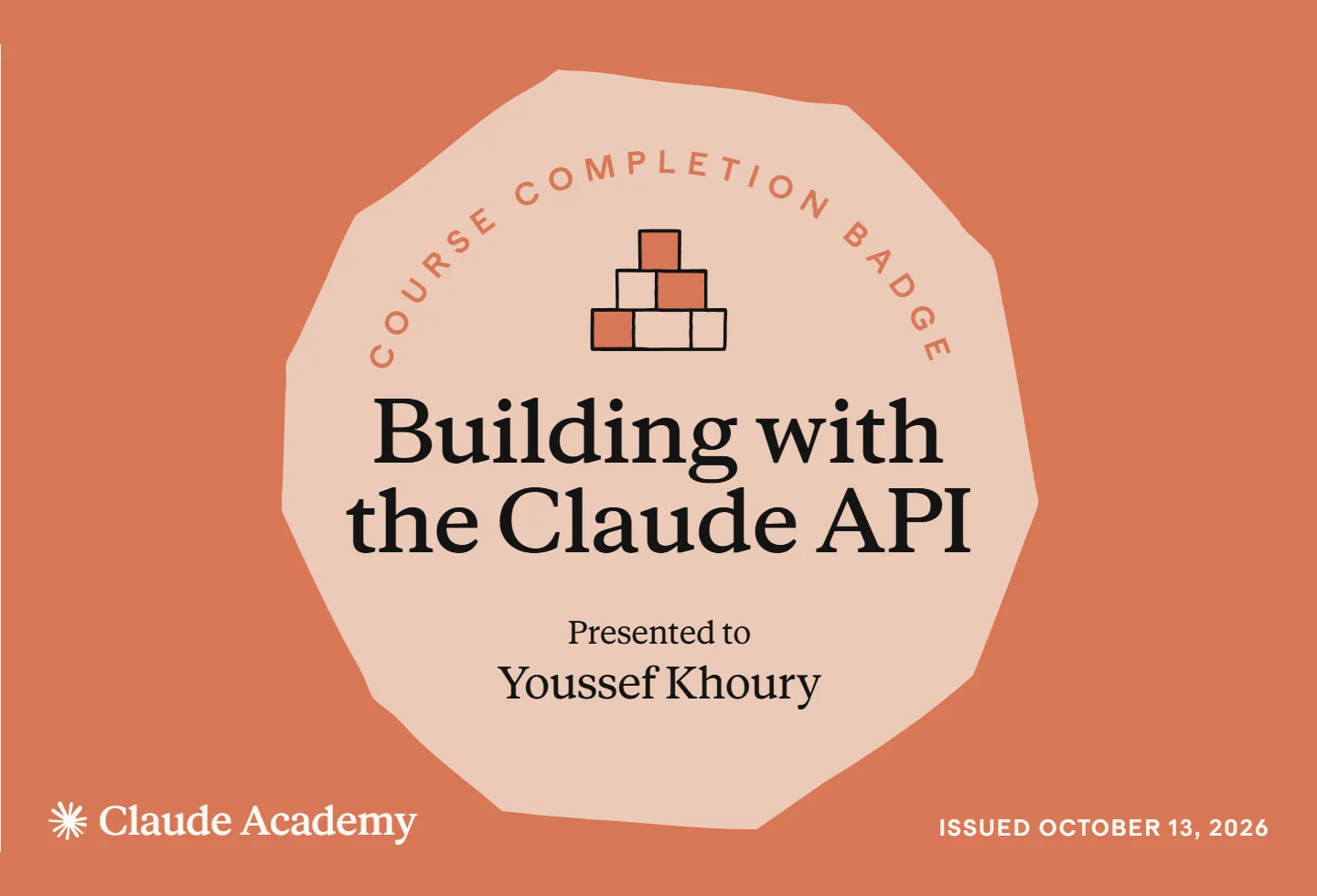 Anthropic Building with the Claude API course badge